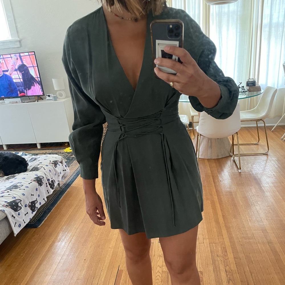 Mini corset long sleeve dress